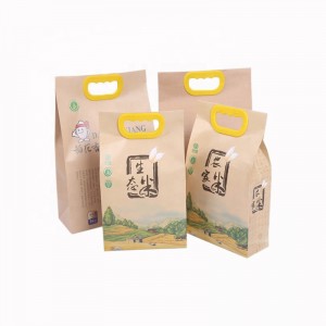 Preço de atacado logotipo personalizado impressão durável à prova de umidade tamanho 2.5 kg 5 kg saco de embalagem de arroz de papel kraft
