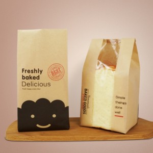 Sacos de papel kraft impressos personalizados para embalagem de alimentos de biscoito padaria pão